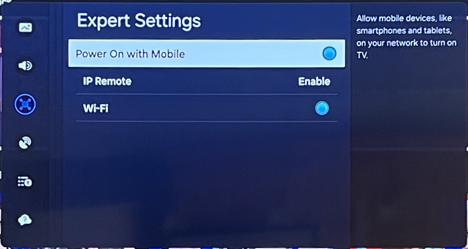 Samsung TV Expert Settings for enabling Wake on LAN.jpeg